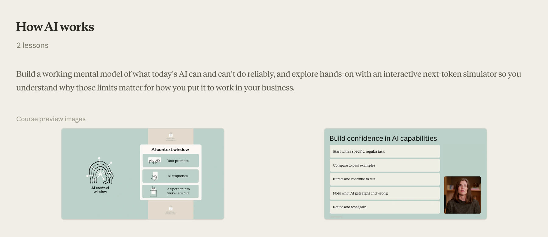 Anthropic AI course — card design