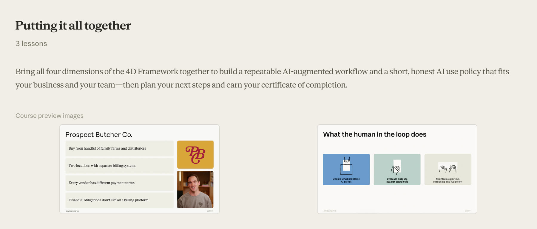 Anthropic AI course — card design