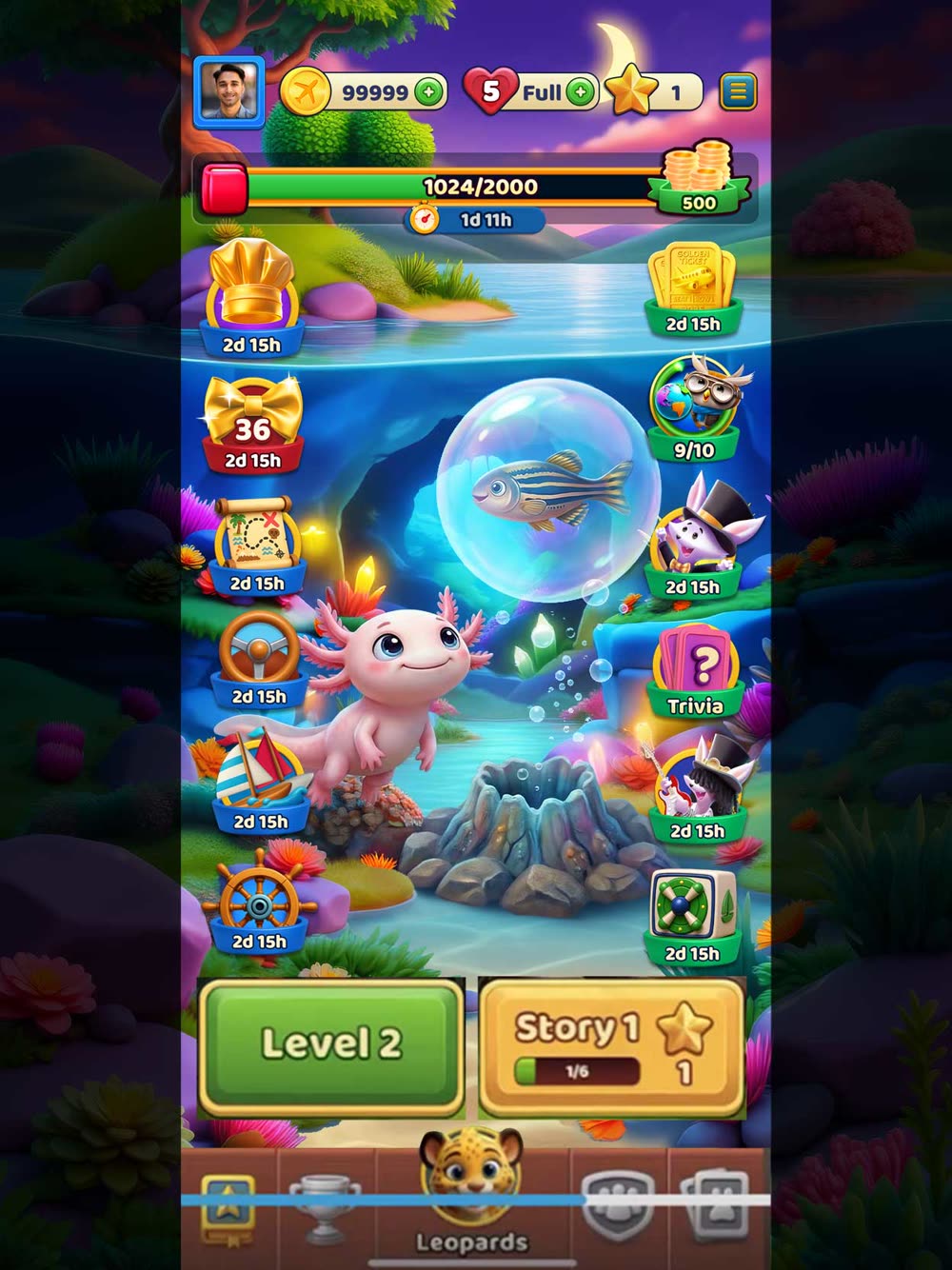 Animal Crush — Axolotl level art