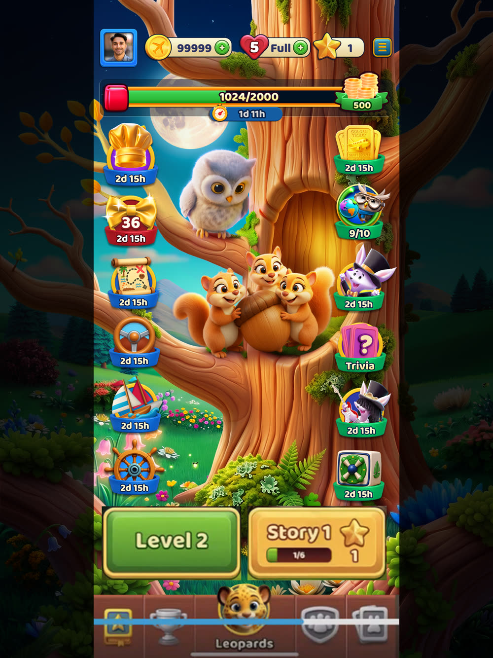 Animal Crush — Flying Squirrel level art