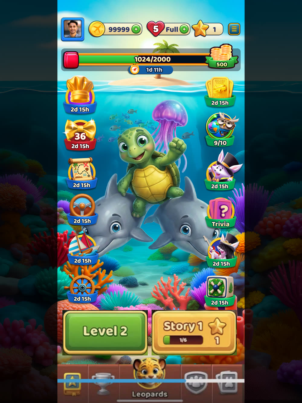 Animal Crush — Sea Turtle level art